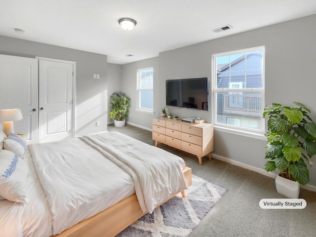 bedroom featuring carpet