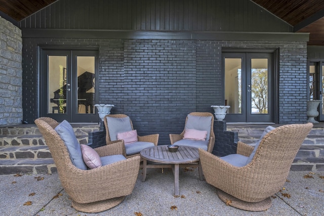 view of patio featuring french doors