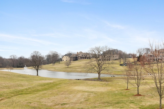 view of yard with a water view