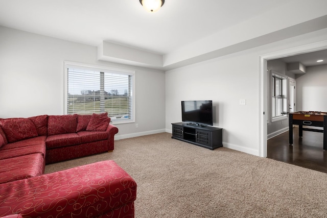 living room featuring carpet floors