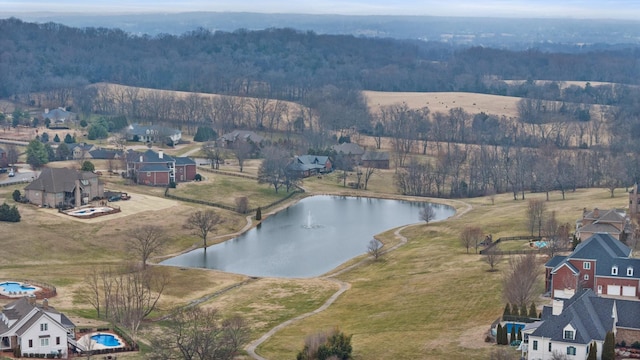 bird's eye view featuring a water view