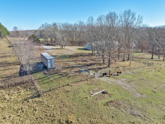 aerial view featuring a rural view