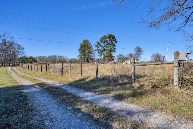 view of road featuring a rural view