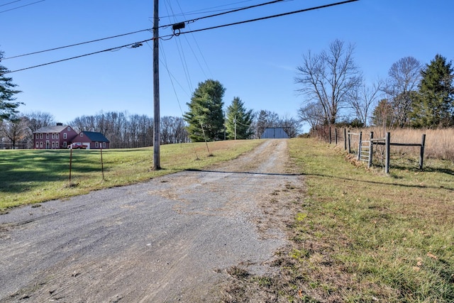 view of street with a rural view