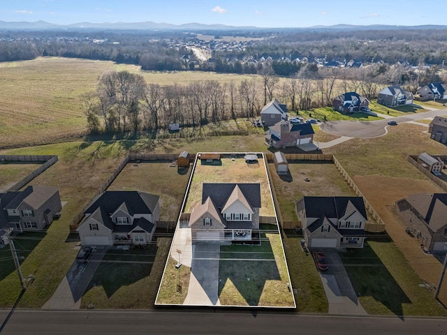 bird's eye view featuring a mountain view