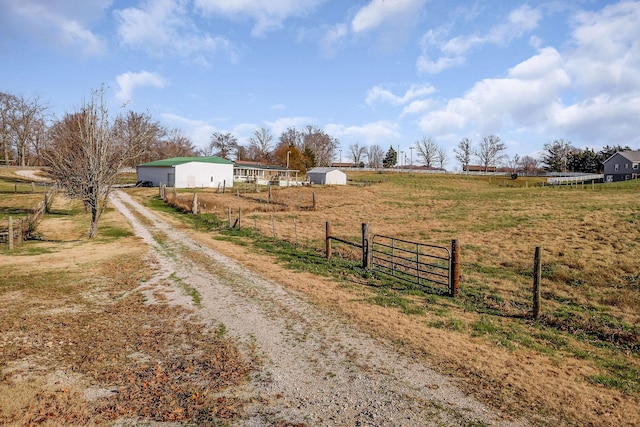 view of road with a rural view