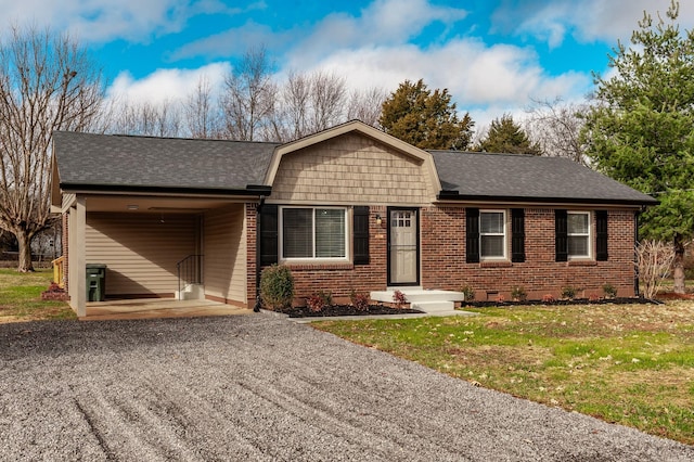 ranch-style house with a front lawn