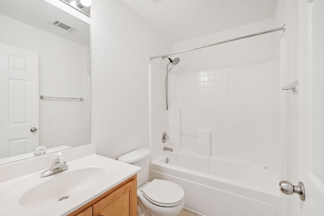 full bathroom featuring shower / bathing tub combination, vanity, and toilet