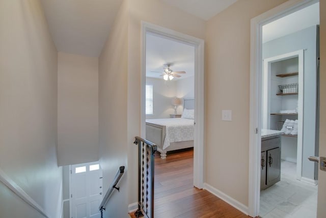 hallway featuring light wood-type flooring