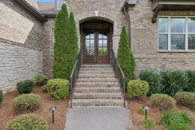 entrance to property featuring french doors