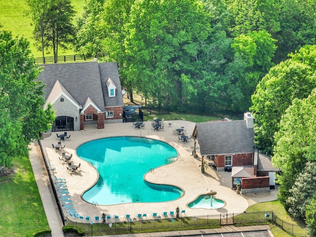 view of pool featuring a patio