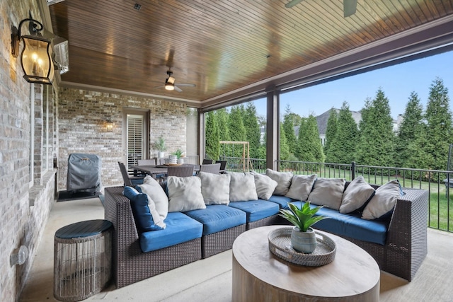 view of patio / terrace with an outdoor hangout area and ceiling fan