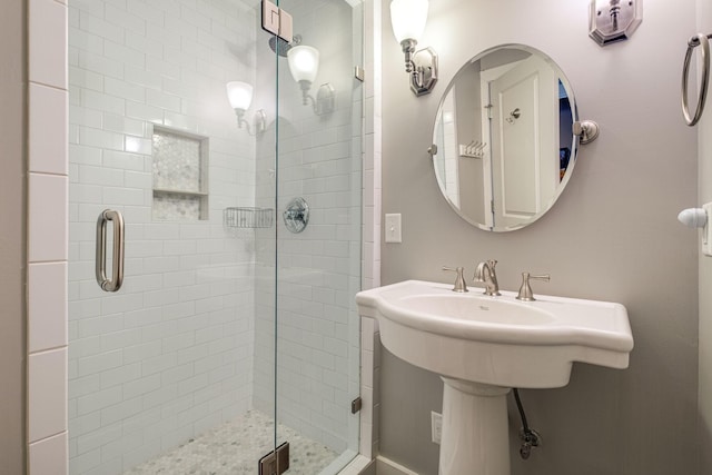 bathroom featuring walk in shower