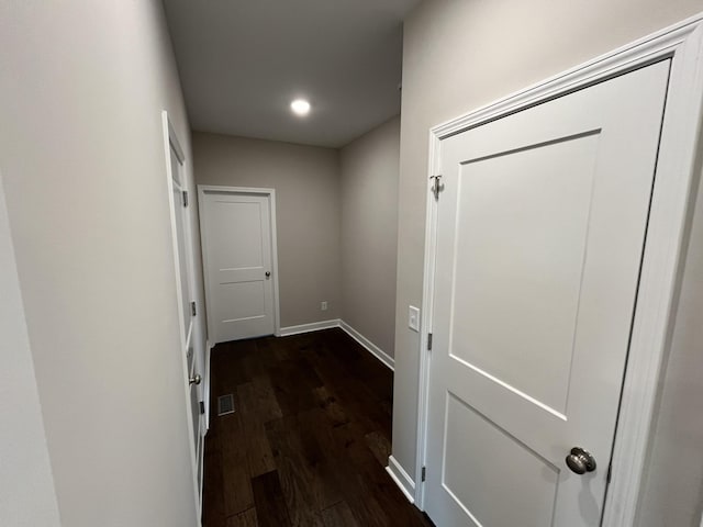 hall featuring dark hardwood / wood-style flooring