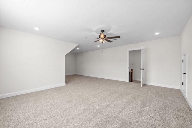 bonus room featuring carpet flooring and ceiling fan