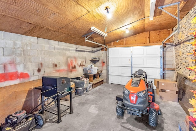 garage with wood ceiling