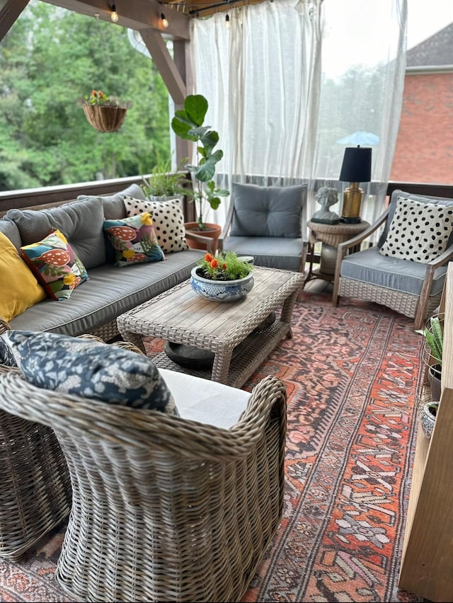 balcony featuring an outdoor living space