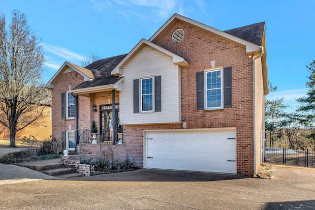 raised ranch with a garage