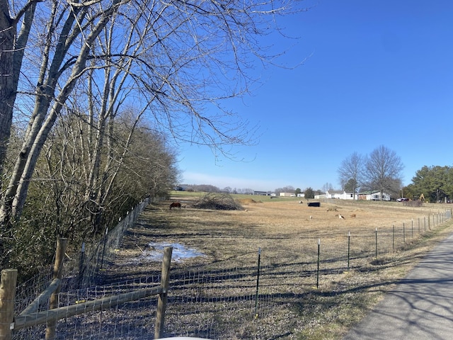 view of yard with a rural view and fence