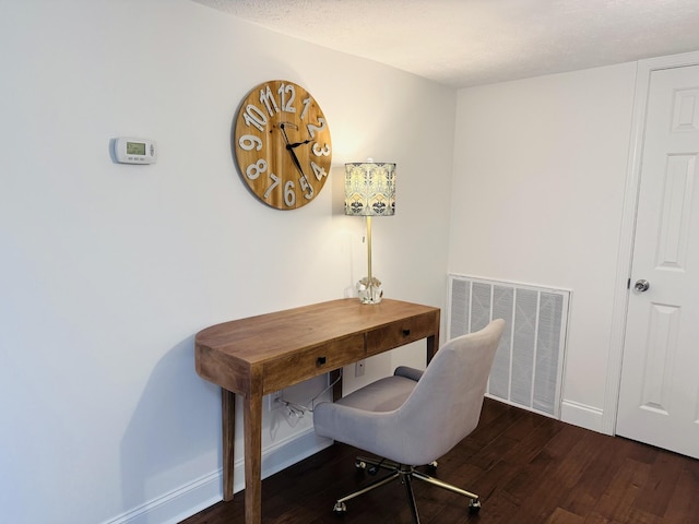 office area with dark hardwood / wood-style flooring