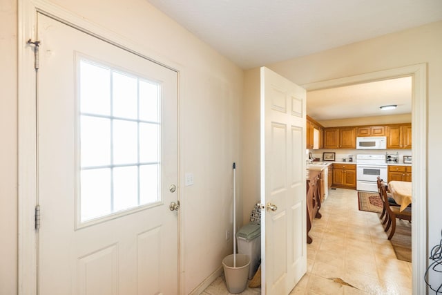 doorway to outside featuring a healthy amount of sunlight and sink