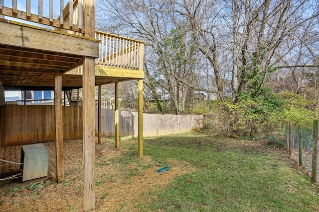 view of yard featuring a deck