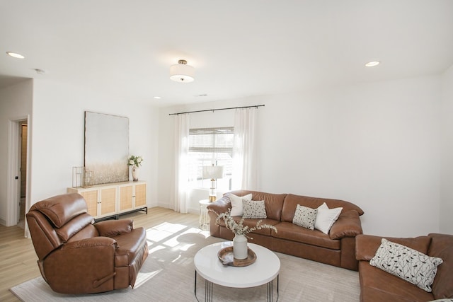 living room with light hardwood / wood-style floors