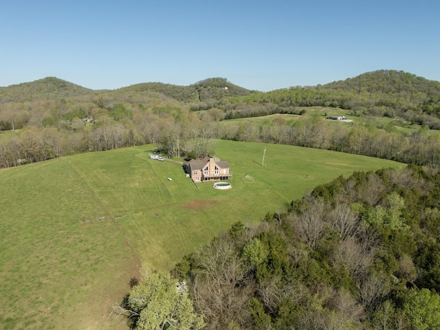 aerial view with a mountain view and a rural view