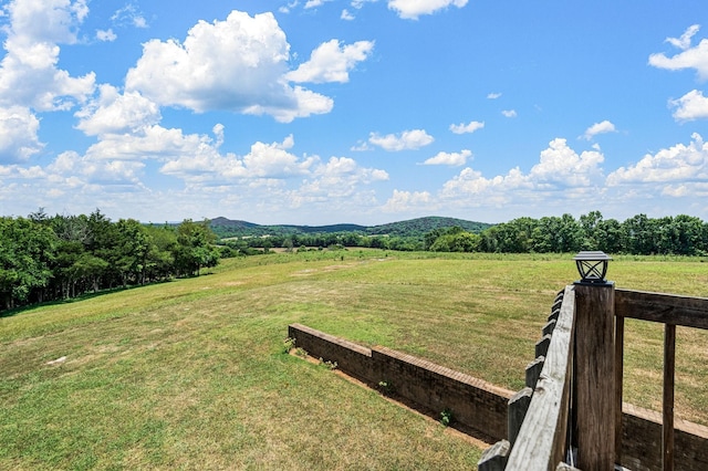 view of yard featuring a mountain view and a rural view