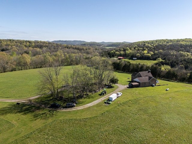 birds eye view of property with a rural view