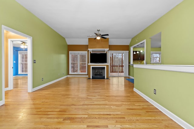 unfurnished living room with light hardwood / wood-style flooring