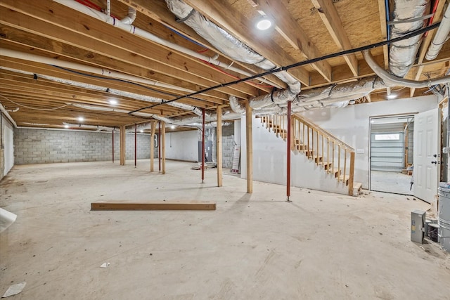 basement with water heater