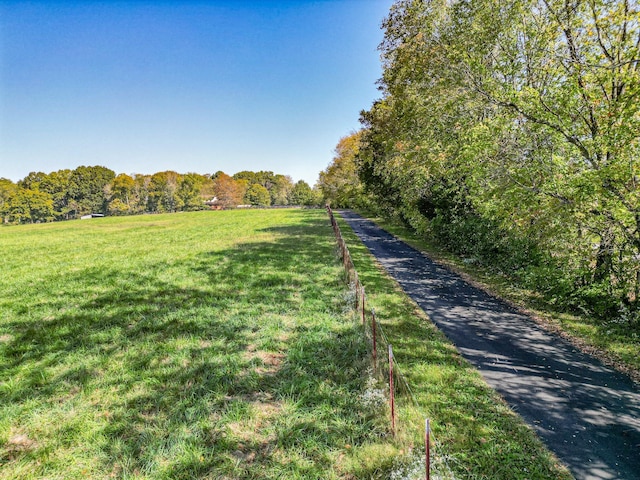 view of street with a rural view