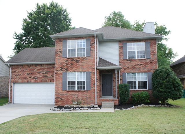 view of front of property featuring a front lawn