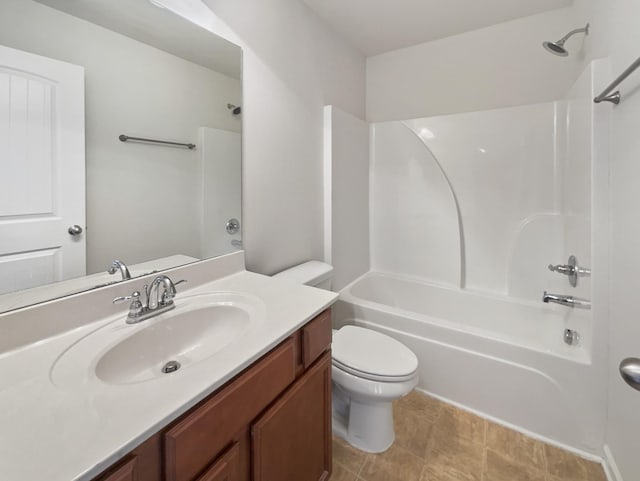 full bathroom with vanity, toilet, and tub / shower combination