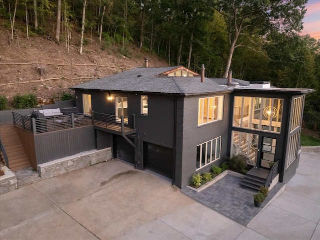 view of front of home with a garage