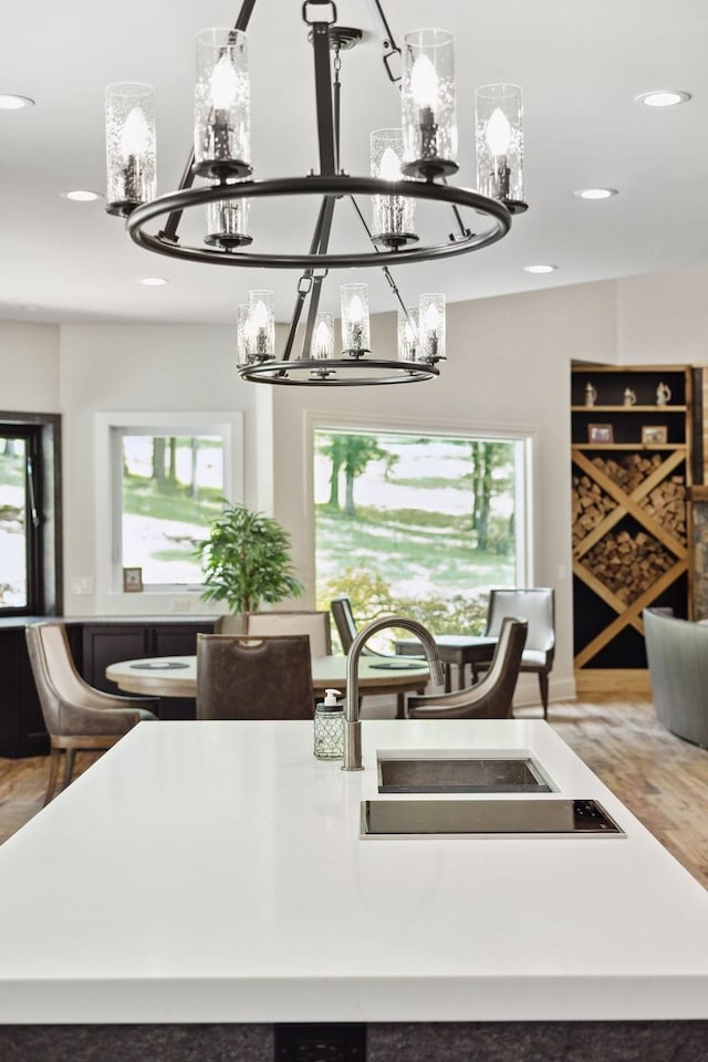 dining space with sink