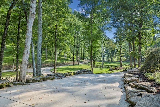 view of community featuring a lawn