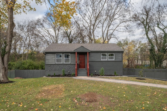 view of front of home with a front yard