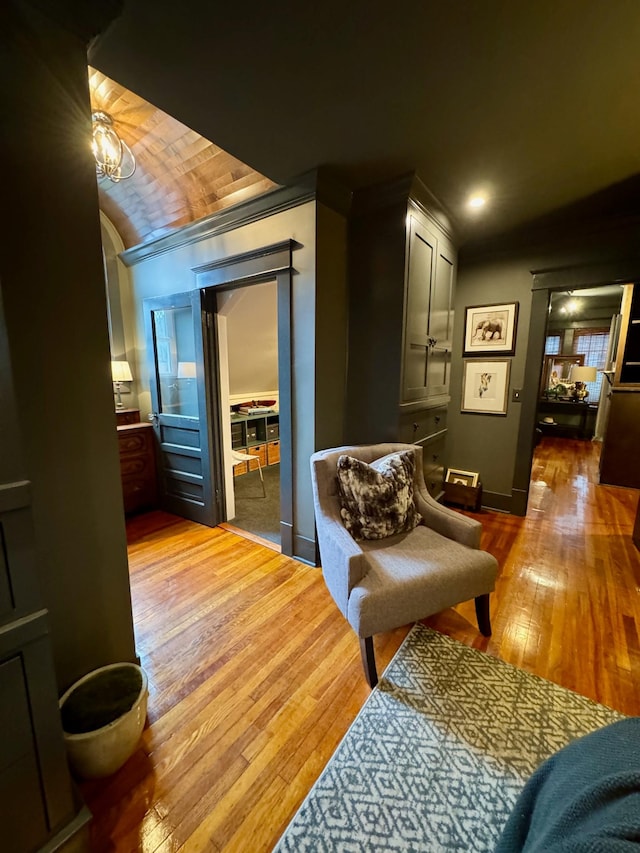 living area featuring hardwood / wood-style floors