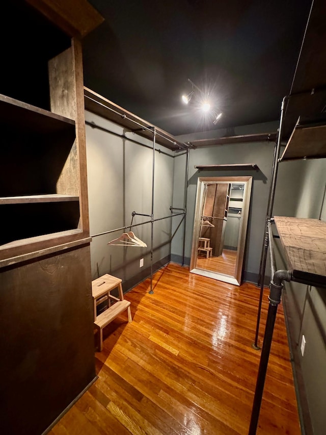 walk in closet featuring hardwood / wood-style floors