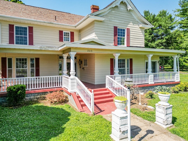 view of front facade featuring covered porch