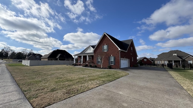 view of home's exterior featuring a lawn and a garage