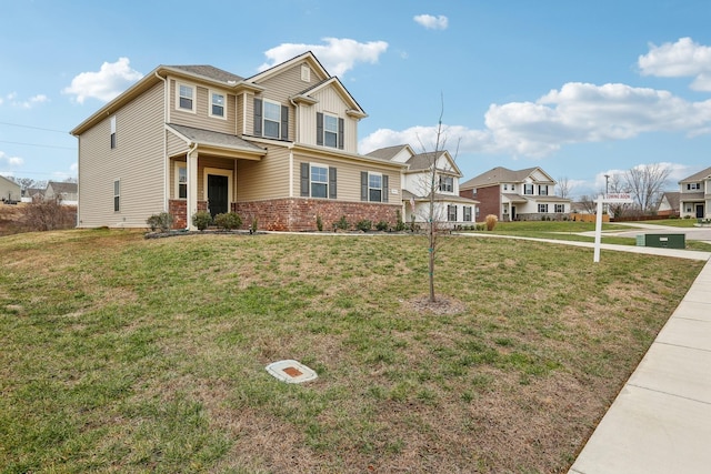 view of front of home with a front lawn