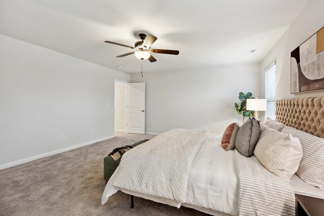 bedroom with carpet flooring and ceiling fan