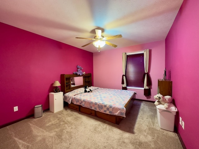 bedroom with carpet flooring and ceiling fan