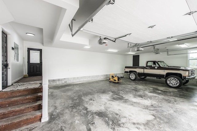 garage with a garage door opener