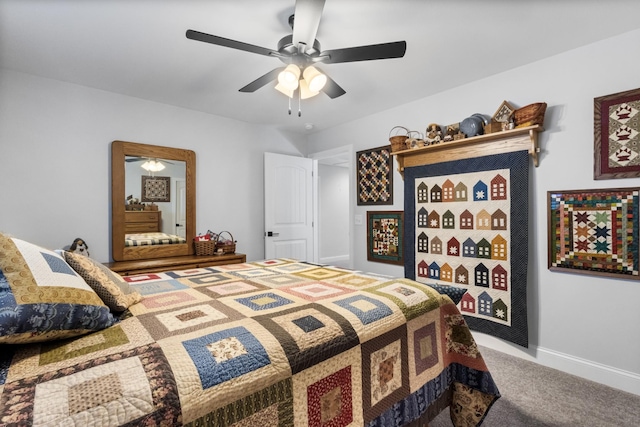 bedroom with carpet and ceiling fan