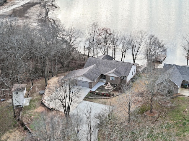 bird's eye view featuring a water view