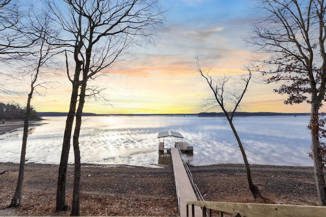 view of dock featuring a water view